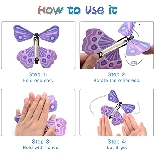 10 Pcs Magic Flying Butterfly Fairy Flying Toys Wind Up Rubber Band Powered Butterfly Toys Decoration For Colorful Bookmark And Greeting Card Surprise Gift(10 Colorful) #TOP3