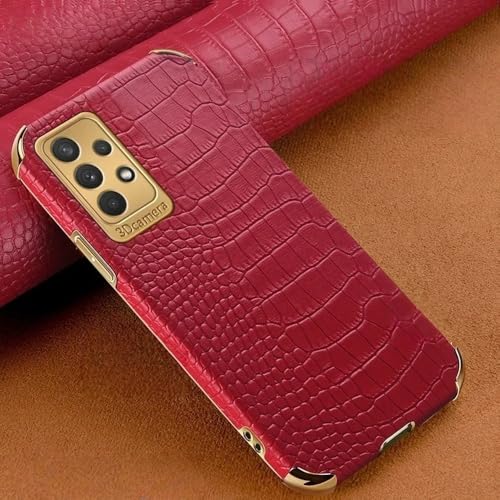 Étui en cuir crocodile résistant pour Samsung S22 et S23 FE Anti-rayures rouge