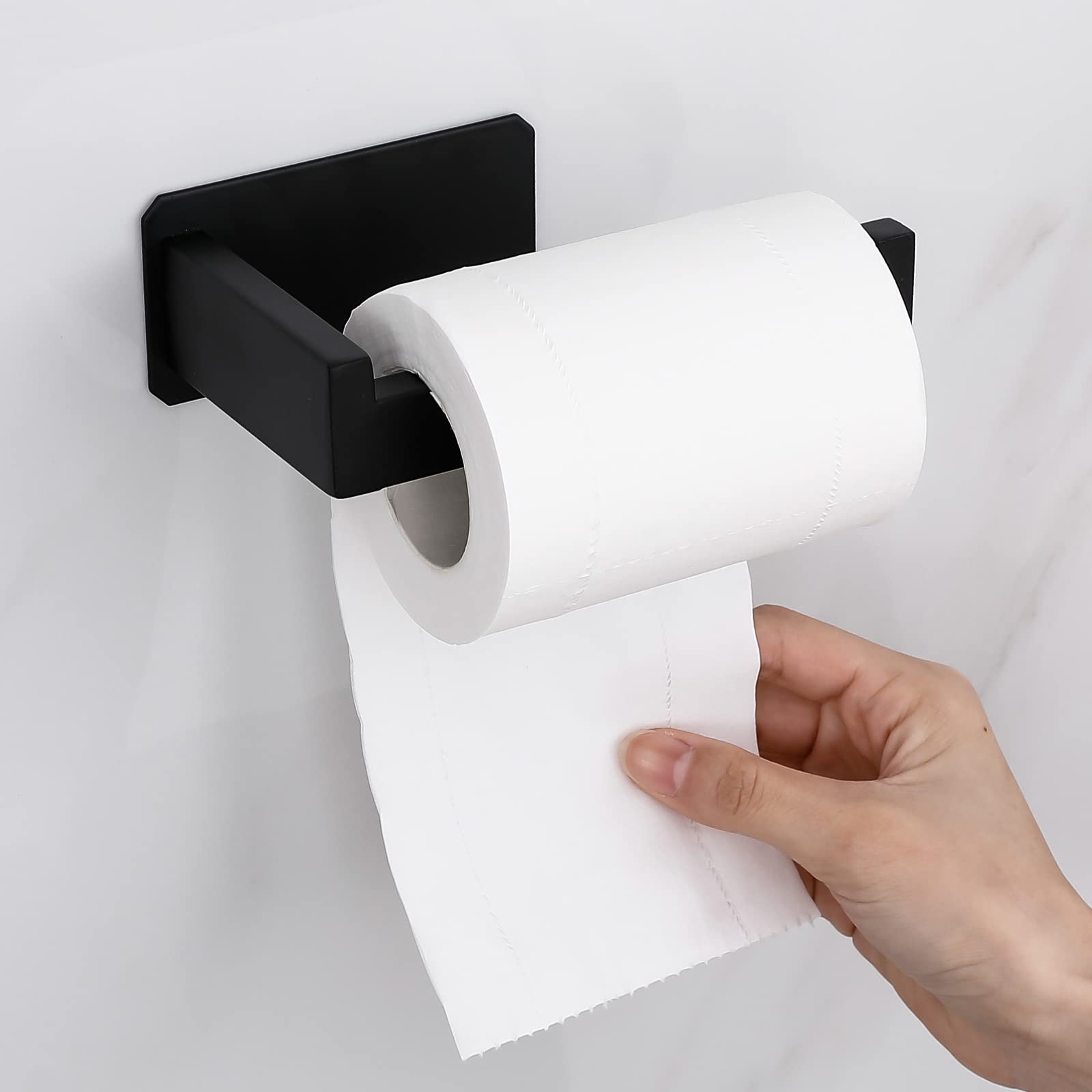 Samoprzylepny uchwyt na papier toaletowy, uchwyt na papier toaletowy z haczykami, akcesoria łazienkowe bez wiercenia ze stali nierdzewnej 304, uchwyt na papier toaletowy na ścianie, uchwyt na ręczniki