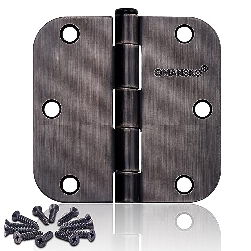 24 Pack Door Hinges 3.5 x 3.5 Inch Oil Rubbed Bronze Hinges for Wood 5/8 Radius Corners Interior Hinges 3 1/2 Inch Door Hinges for Residential Doors