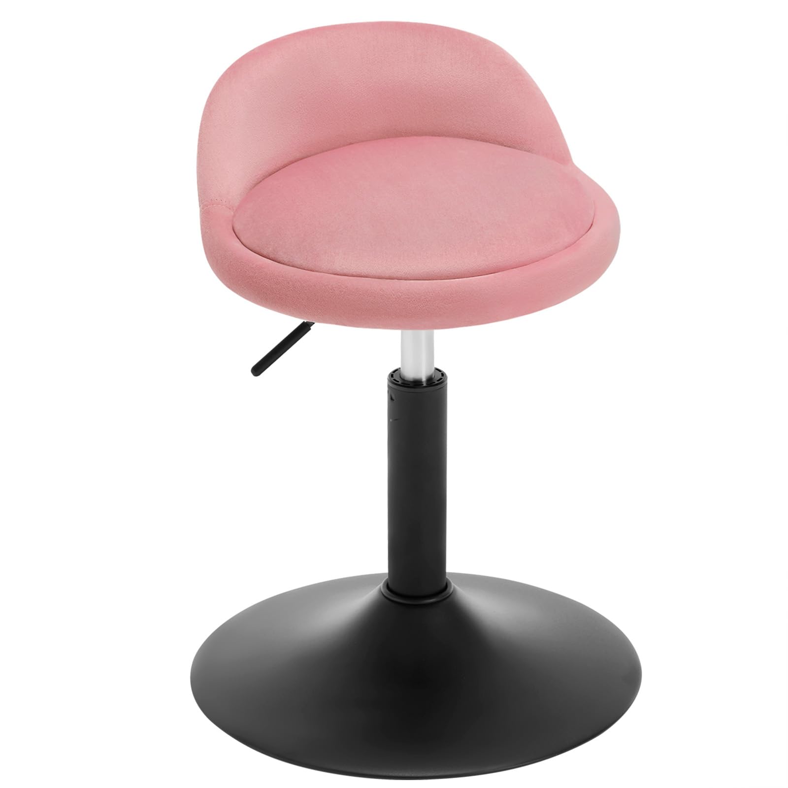WOLTU Low Stool, Swivel Stool with Low Back, Velvet Seat, Adjustable Height 42.5-58 cm, for Dressing Table and Living Room, Metal Base, Pink + Black, BH424rs-1