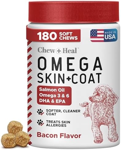 Omega for Dogs - 180 Delicious Soft Chews - Salmon Oil Treats for...