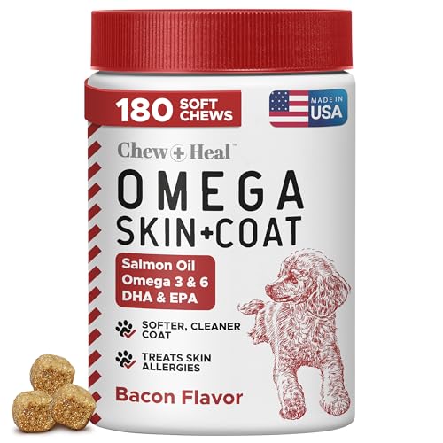 Omega for Dogs - 180 Delicious Soft Chews - Salmon Oil Treats for...