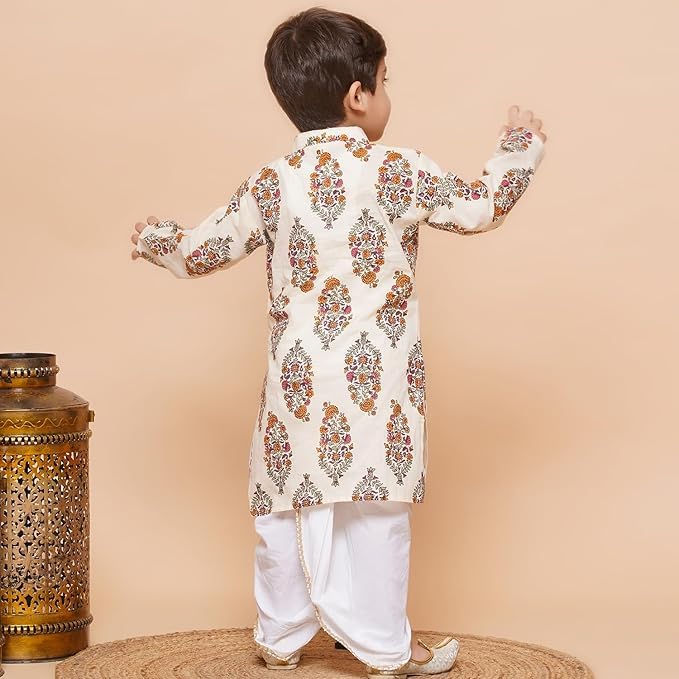 Image of AJ DEZINES Kids Ethnic Wear Pure Cotton Dhoti Kurta Set For Boys