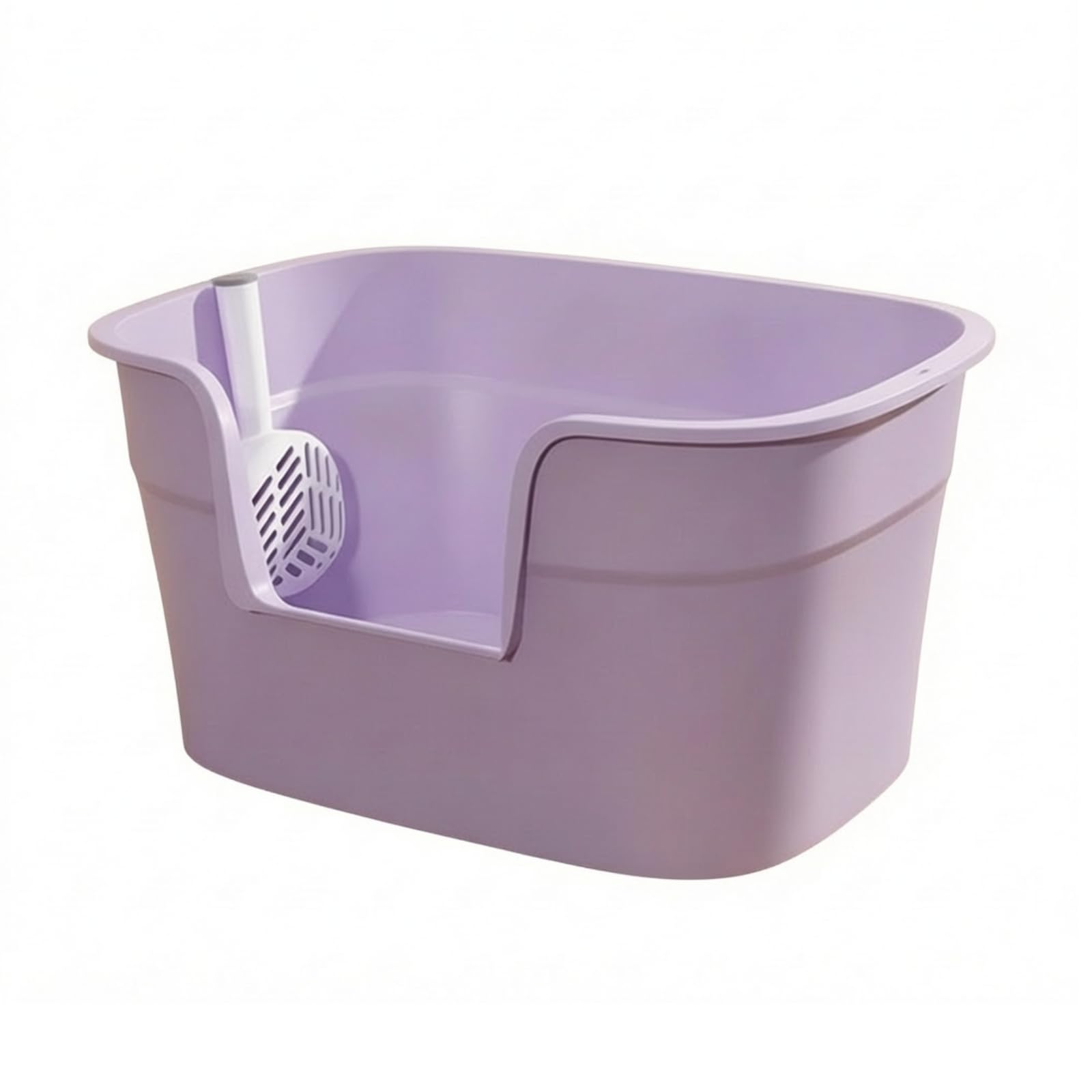 Cassettina per Gatti Lettiera Box Vassoio Contenitore Ampio con Ingresso Frontale Apertura Bassa per Accesso Facile in Polipropilene Resistente Adatta, Viola Grigio Chiaro