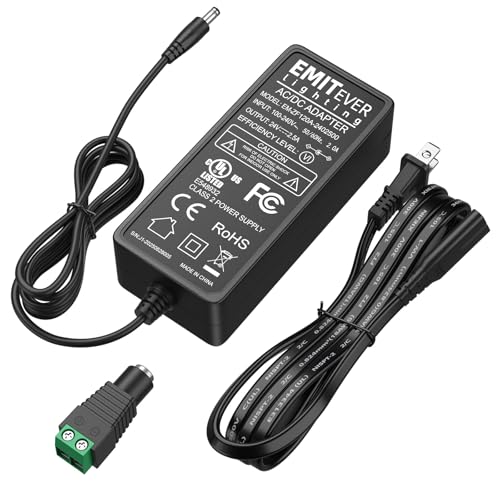 EMITEVER 24V Power Supply, 60W LED Power Adapter UL-Listed, 100-240V AC to 24V DC 2.5A Converter...