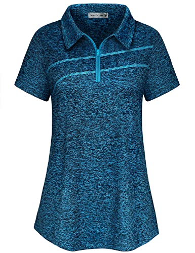 Image of MISS FORTUNE Women's Polo Shirts, Golf V-Neck Workout Tops, Moisture Wicking Ladies Golf Shirt Losse Fit for Tennis Yoga