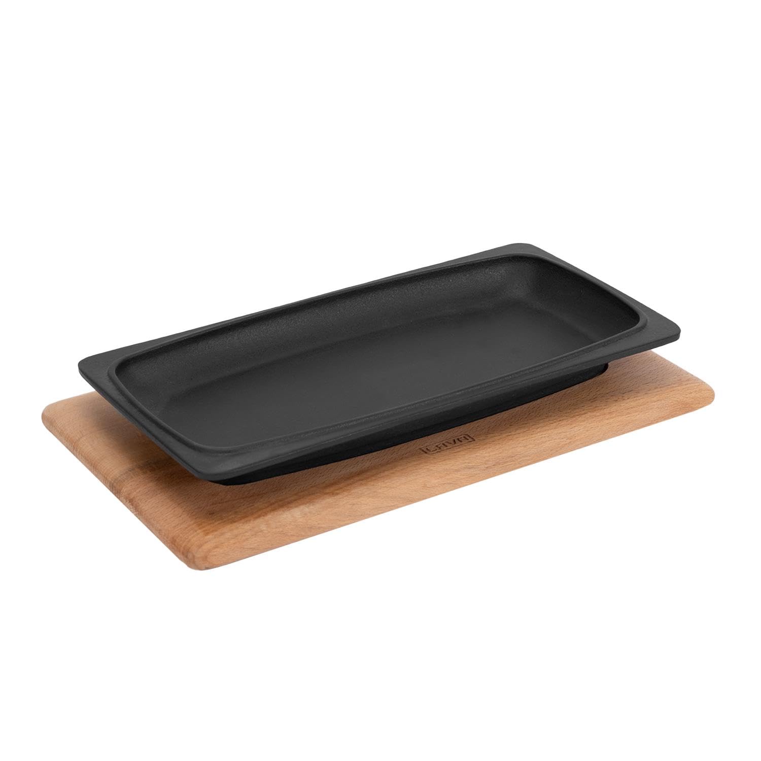 Lava Döküm Servis Tabağı, 30x15 cm Ahşap Altlı - LV AS 172