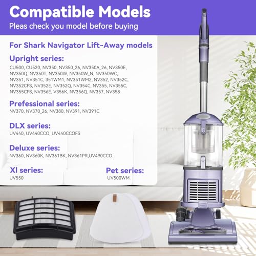 Image of Vacuum Filters Replacement for Shark Navigator Lift-Away Vacuum NV350,NV351,NV352,NV355,NV360,NV370, UV440,UV490,UV540, CU512,CU510, CU512, CU500, CU520 - Replacement XFF350 XHF350