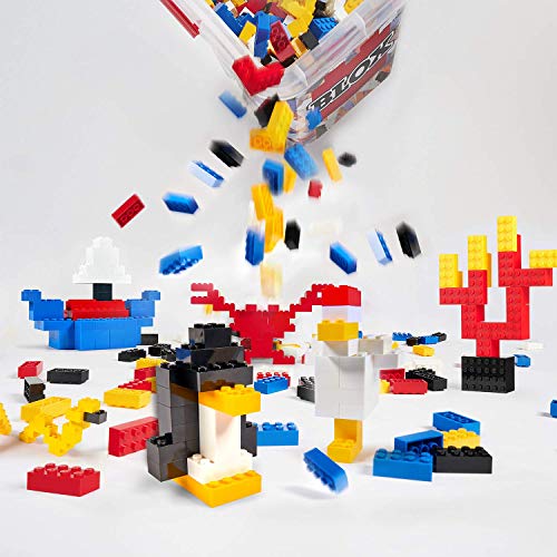 Simba 104114201 - Blox 500 Bausteine für Kinder ab 3 Jahren, 8er Steinebox, ohne Grundplatte, vollkompatibel, farblich gemischt, schwarz, rot, weiß, gelb, blau – Bild 6