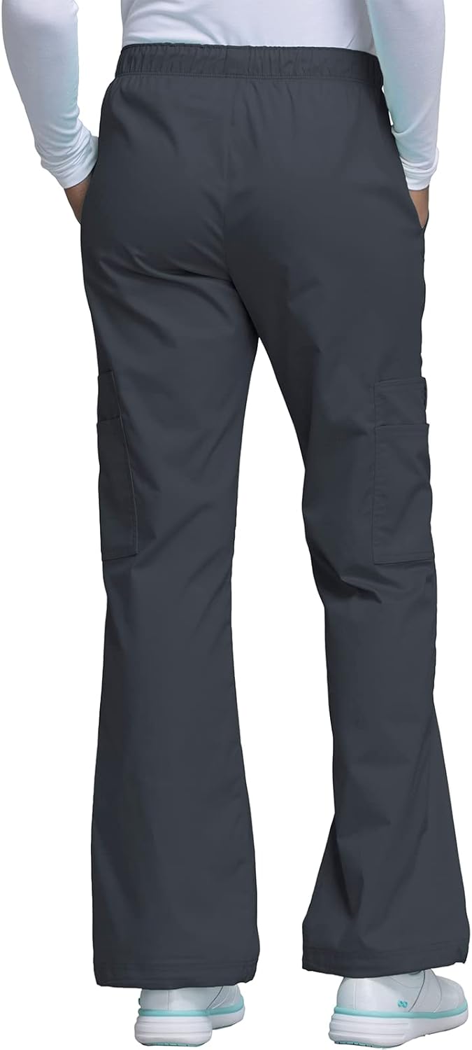 Cherokee Scrub Pants for Women Mid Rise Pull-On Cargo Medical Uniform 7 Pocket Elastic Waist Adjustable Hem Stretch – 4005 - Image 4