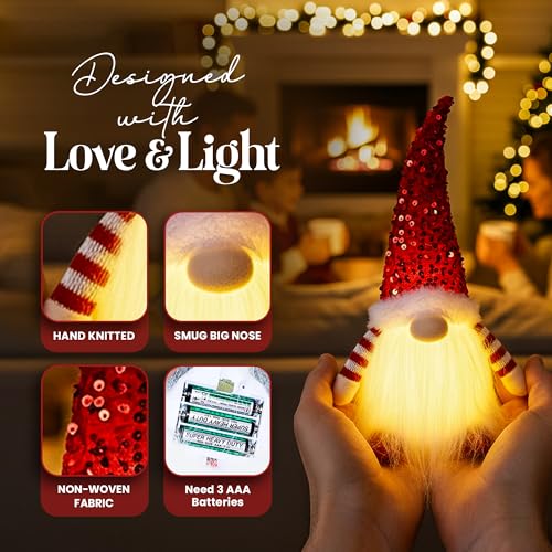 3PCS Christmas Gnomes Decorations and Christmas Decorations Indoor Lighted - 12" Handmade Swedish Santa Gnomes Plush Cute Christmas Decor Elf Gift Xmas Table - Image 7