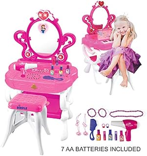 2-in-1 Musical Piano Vanity Set Girls Toy Makeup Accessories with Working Piano