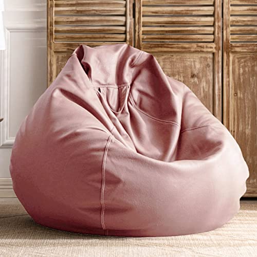 Funda de puf de piel sintética de lujo, impermeable, para sofá al aire libre, funda de silla de gran tamaño de 100 cm en forma de pera, elegante puff para el hogar y el jardín (color: frijol de agua)