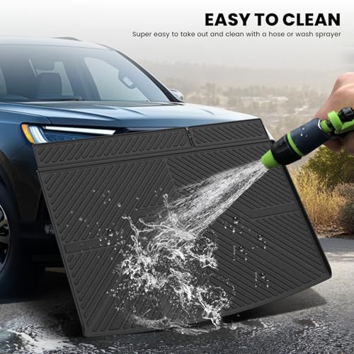Image of LASFIT Trunk Mat for Chevy Suburban /GMC Yukon XL /Escalade ESV 2021-2026 | Only with 3rd Row Backrest Mat; Only Yukon XL, Not Yukon /Only Escalade ESV, Not Escalade; Edge to Edge Coverage,Easy to Wash