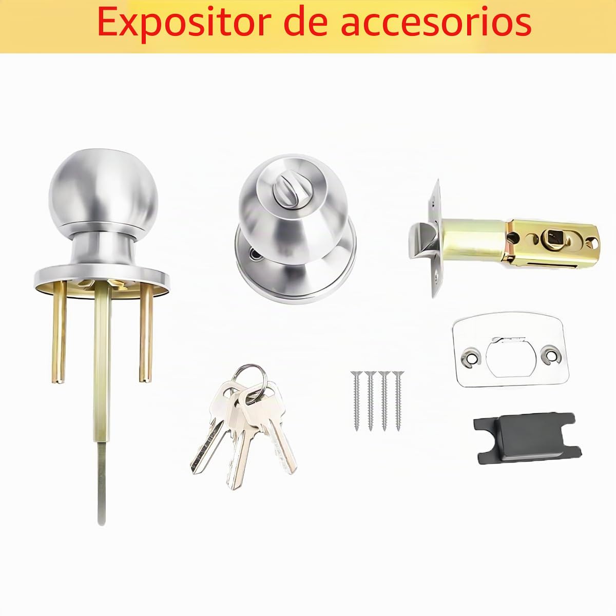 Qrity Acero Inoxidable Tirador de puerta Tirador de puerta Lock Lockset para entrada o Paso, Entrance, La Base de Cobre, Tamaño de Pestillo 60 / 70mm