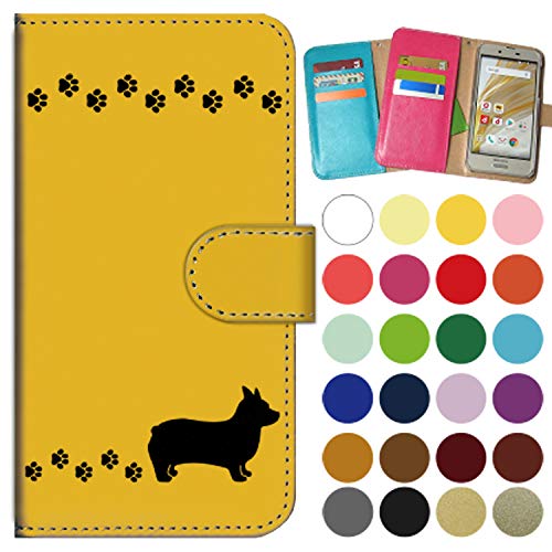 ガールズネオ docomo らくらくスマートフォン F-01L/F-42A ケース 手帳型 (いぬのお散歩/ブラック コーギー) FUJITSU F-01L-PD-YWR-YSZ-01525