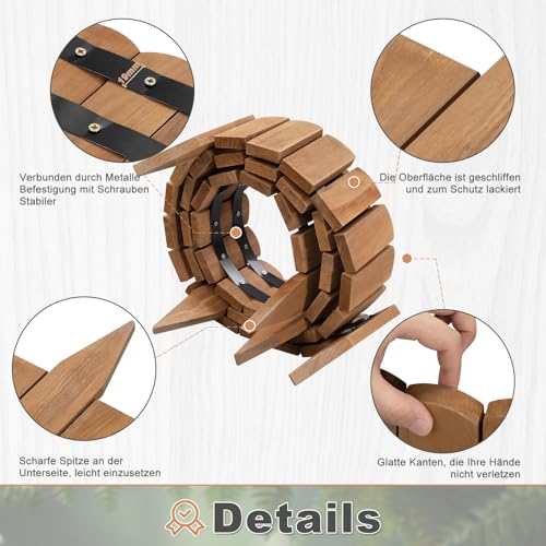 WOLTU Rollborder, Flexibler Holzzaun, Beeteinfassung Beetumrandung Rasenkante Gartenzaun Holz, Deko für Garten Blumenbeet, 203x10 cm, Dunkelbraun
