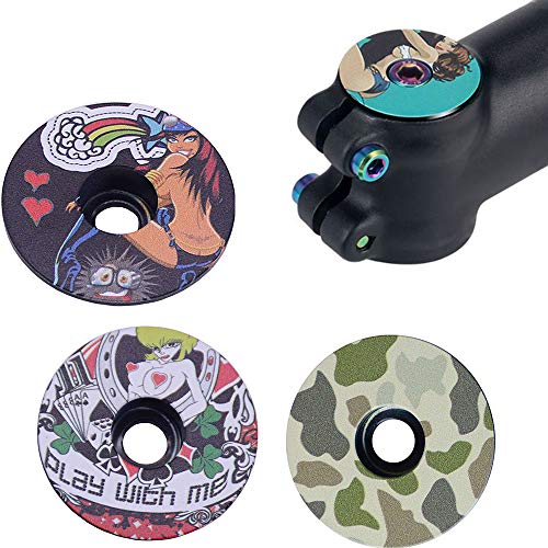 ENLEE MTB Bike Stem Top Caps Mountain Road Bicycle Headset Top Cover (TC-C001) for Fit on 1-1/8 Fork Bike Headset (A Style)