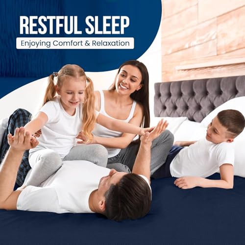 Image of 100% Waterproof Premium Cotton Feel Mattress Protector Queen Size, 78x60 Inches | Breathable and Hypoallergenic Ultra Soft Fitted Bed Protector Cover Fits Upto 10 Inches- Queen (Blue)