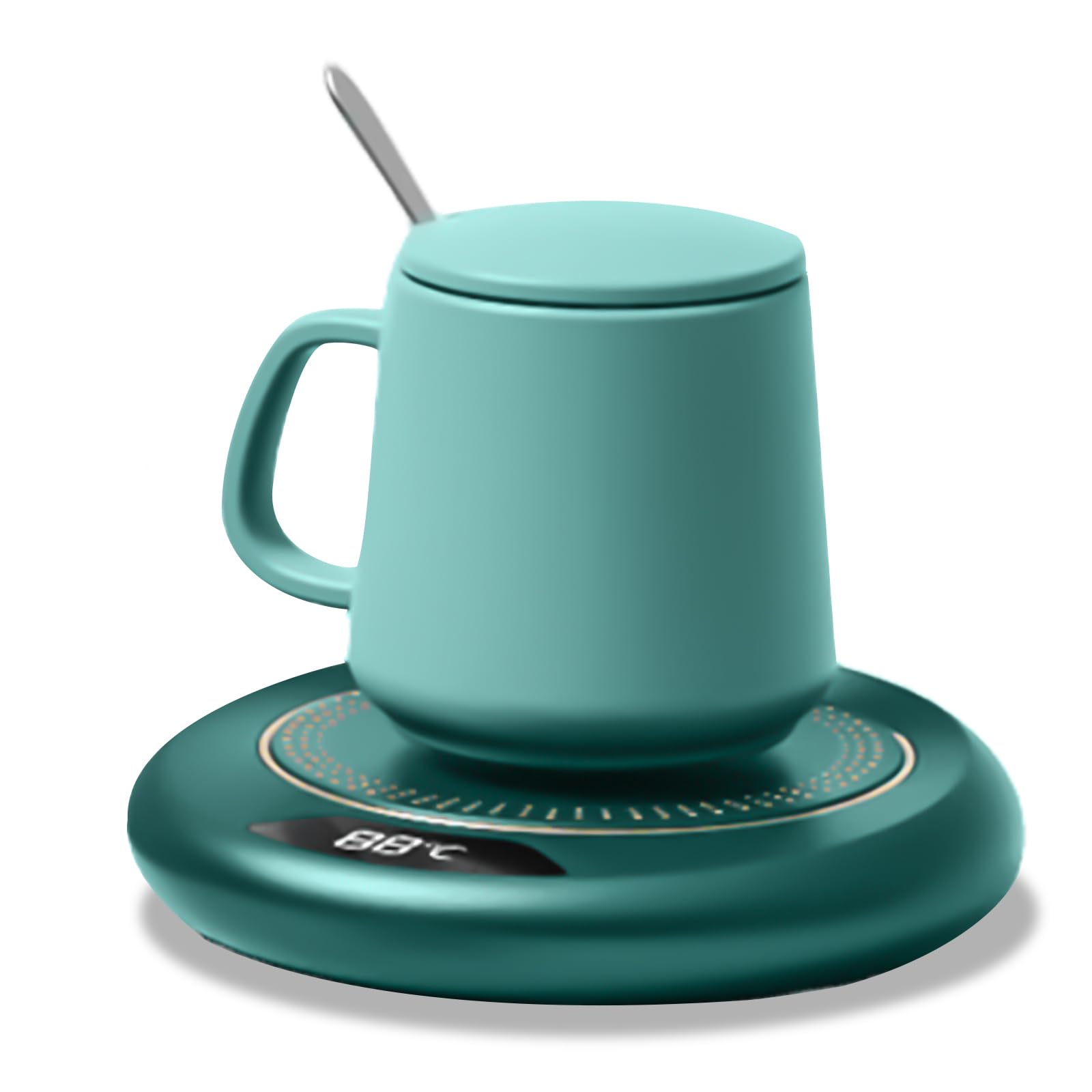 GOMETY Scaldacaffè Elettrico, 3 Impostazioni di Temperatura, Scalda Tazze Elettrico, Spegnimento Automatico, Verde