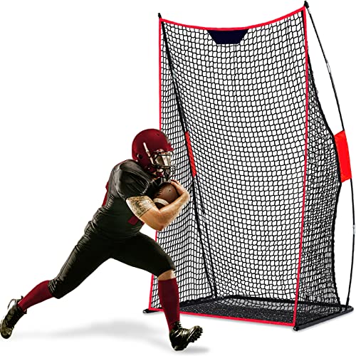 Doubleriver Football Training Net for Punting Snapping and Throws 4x7ft Field Goal Practice Equipment with Stability Sandbags and Stakes Portable Net for High School Players Outdoor