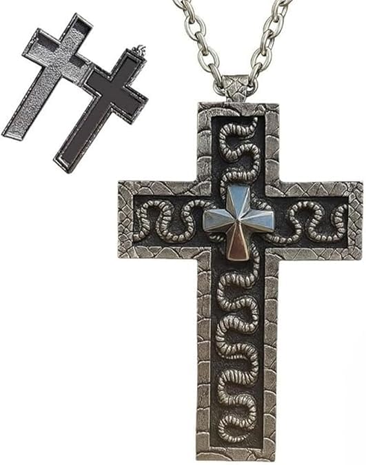 Thanos necklace - Squids Necklace Game,3D Printed Cross Necklace with Dark Box Ten Character Pendant, Vintage Handmade Men's and Women's Pendant Jewellery, Fashion Unisex Gift Ideas