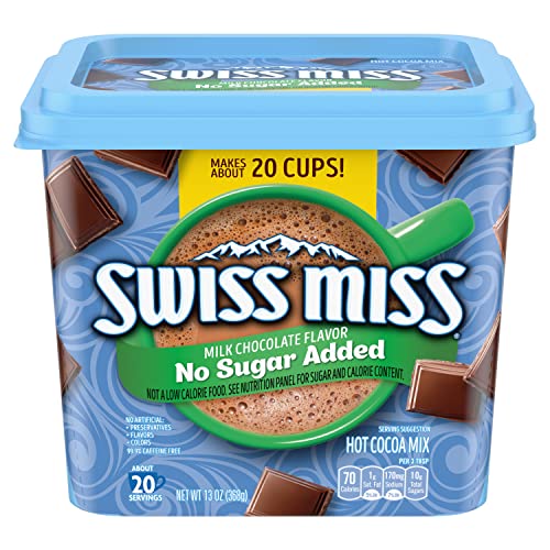 Swiss Miss Milk Chocolate Flavored No Sugar Added Hot Cocoa Mix, Hot Cocoa Bar Supplies, 13 oz....