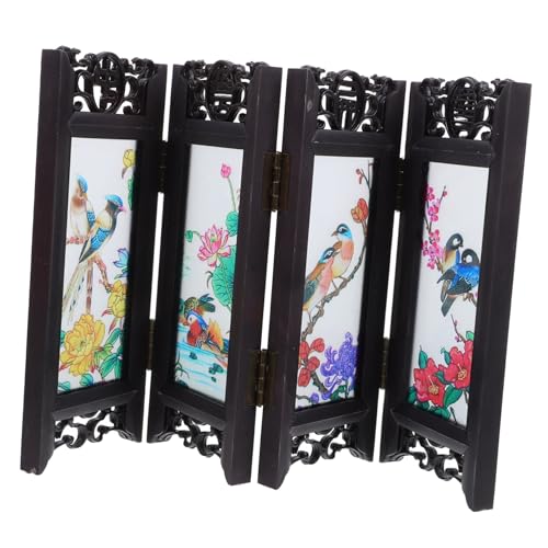 Anneome Mini Pantalla Decorativa Estilo Chino de Escritorio con Diseño Antiguo Adorno Ligero y Compacto para Partición de Espacio y Decoración del Hogar