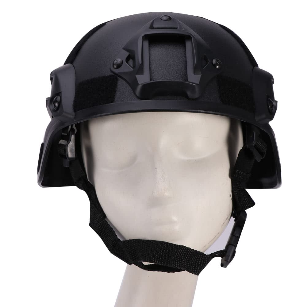 Casco táctico, estilo militar ligero del ejército, casco rápido, combate SWAT, para airsoft al aire libre, paintball, juego CS, CQB, protección para la cabeza de seguridad (negro)