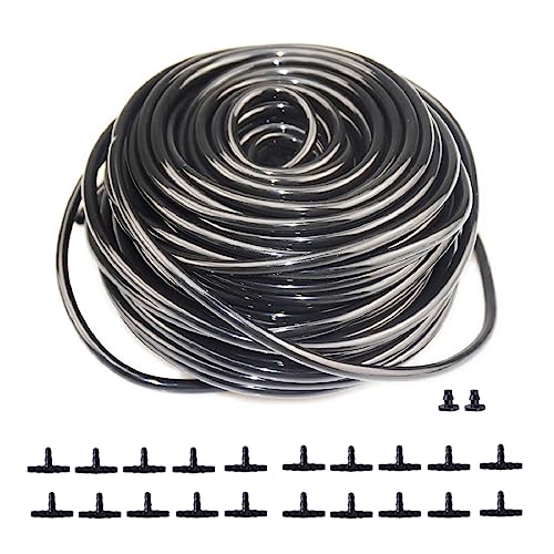 Furnrubden Tubo de Riego por Goteo, Kit Nebulizador Terraza Jardin Exterior, Irrigación Manguera De Riego Goteo, Kit riego, Pulverizador agua terraza, Riego Automatico por Goteo (4mm / 6mm -15M)