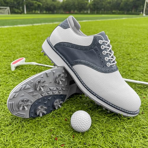 Image of Spikes Golf Shoes Men Professional Golf Shoes Waterproof Walking Footwears for Golfers Outdoor Gym Sneakers