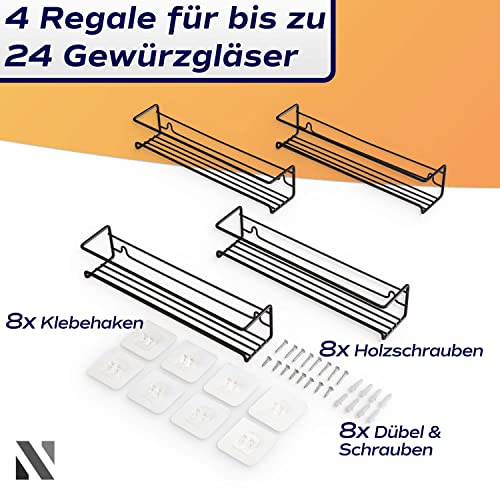 NOBRO® Gewürzregal - 4er Set - Modern und stilvoll dank versteckter Befestigung - Individuell benutzbar - Stabil und… - Image 3