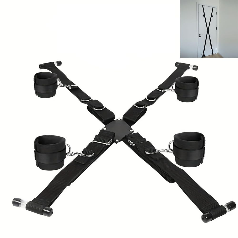 Kit di cinghie regolabili per allenamento con altalena per porta a sospensione Yoga per partner romantici - Nero