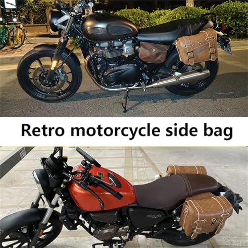 Alforjas retro para motocicleta para Harley-Davidson VRSC V-Rod, cuero sintético, gran capacidad, color negro miniatura 5