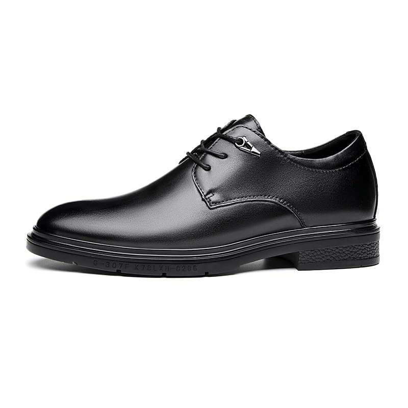 Oxford Formal Shoes for Men Lace Up Solid Color Round Toe Leather Height Increasing Elevator 2.3in Derby Shoes Rubber Sole Block Heel Slip Resistant2