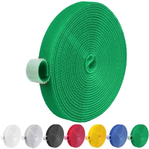 Image of IFNOW 32FT Reusable Fastening Tape Cable Ties Double-Sided Hook-and-Loop Cable Management Tape Strength and Durability 0.4'' /Width (1, Green)