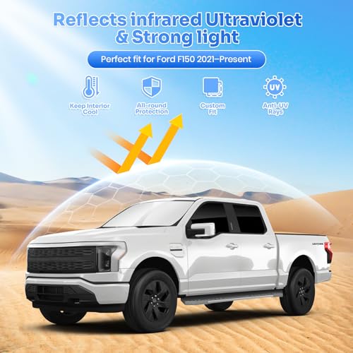 Image of Canvcle Window Shades for Ford F150 2021-2026 F-150 Accessories Windshield Sun Shade Side Rear Window Covers Sunshade Sun Visor Shield Privacy Protection for Camping Keep Vehicle Cool Black 6PCS