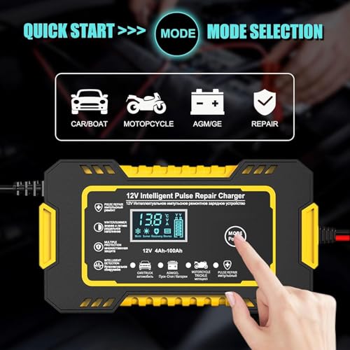 12V 6A Car Battery Charger, Smart Battery Trickle Charger Battery Maintainer 12 Volt Automotive with Temp Compensation f - Additional View