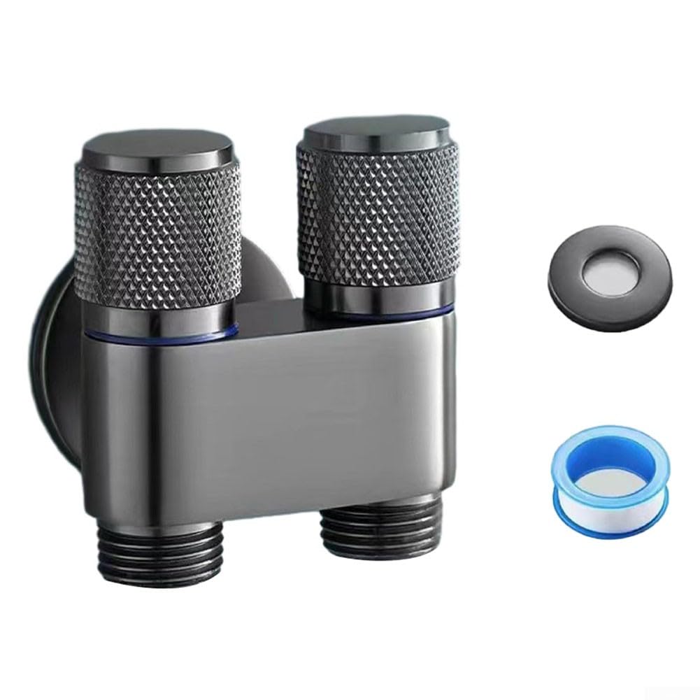 Rubinetto Doppia Uscita G1/2" - Valvola Triangolare Per Lavatrice, Bidet, Doccia, Grigio - Foto 2