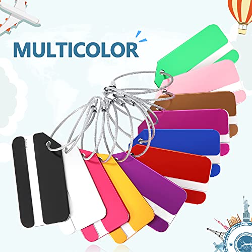 22 Pieces Luggage Tags Business Card Holder Aluminum Metal Travel ID Bag Tag for Suitcases Travel Luggage Baggage Identifier(Bright Colors)4