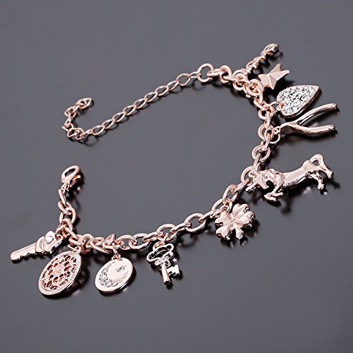 Cealxheny B07DK87B1D_US Women’S Link Charm Bracelet Unicorn Butterfly Star Heart Pendant Charms Bracelet Bangles thumb #2