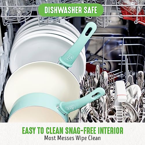 Image of GreenLife Soft Grip Healthy Ceramic Nonstick 18 Piece Kitchen Cookware Pots and Frying Sauce Saute Pans Set, PFAS-Free with Kitchen Utensils and Lid, Dishwasher Safe, Turquoise