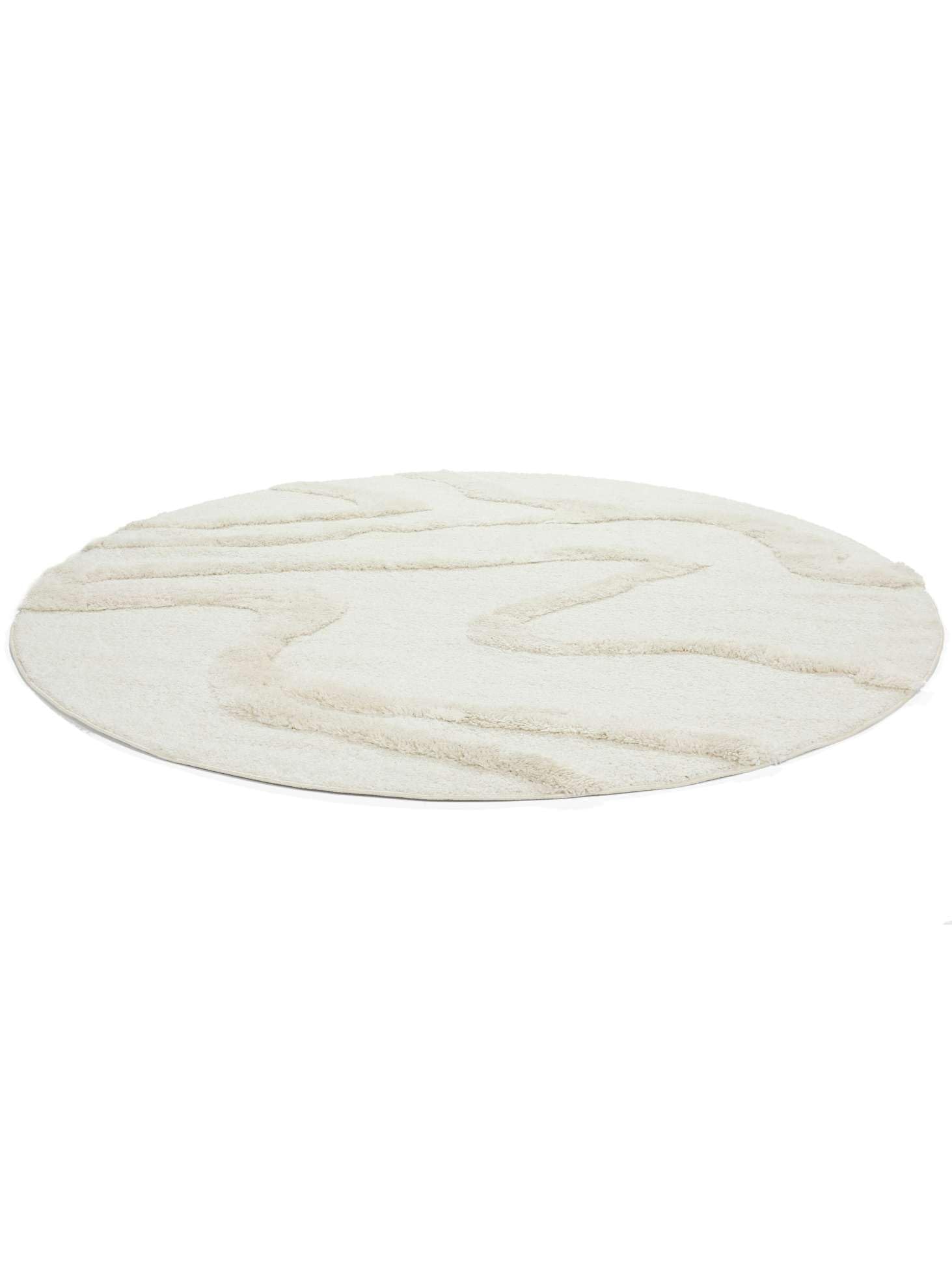 RugVista Ginori Alfombra, Ø 160 cm, Off Blanco | Modernas, Redondo, Pelo lungo, Limpieza en seco, Oeko-Tex 100