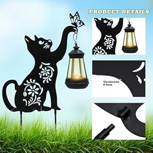 Yard Decorations, Black Metal Cat Stake with Solar Light for Outdoor, Cat Garden Decor, Garden Decoration, Cat Silhouette, Outdoor Solar Decorative for Garden, Lawn, Yard Yard Decorations Black Metal Cat Stake with Solar Light for Outdoor Cat Garden Decor Garden Decoration Cat Silhouette Outdoor Solar Decorative for Garden Lawn Yard