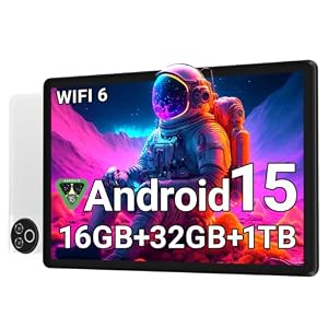 Android 15 Tablet 10 Inch, 16GB RAM 32GB ROM 1TB Expandable, Fast WiFi 6 & BT 5.4 Electronics Tablets 5-Core, HD IPS Touchscreen, 8H+ Battery, 2*Camera Tablet for Kids & Adults, Gift, Streaming, Work