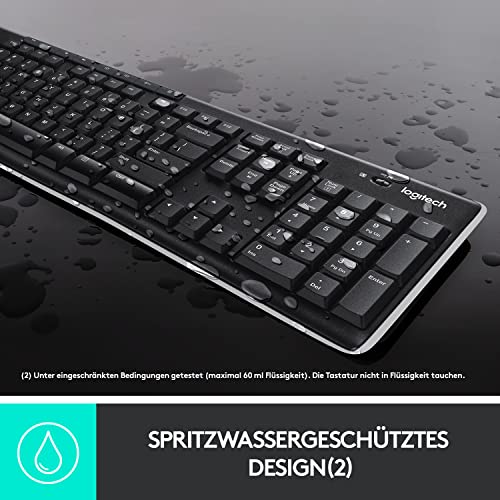 Logitech K270 Kabellose Tastatur für Windows, 2,4 GHz kabellos, Standardgröße, Nummernblock, 8 Sondertasten, 2 Jahre Batterielaufzeit, Kompatibel mit PC, Laptop, Deutsches QWERTZ-Layout - Schwarz – Bild 6