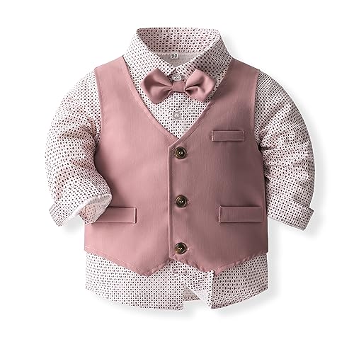 Baby Boys' 4-Piece Set with Dress Shirt, Vest, Pants, and Tie3
