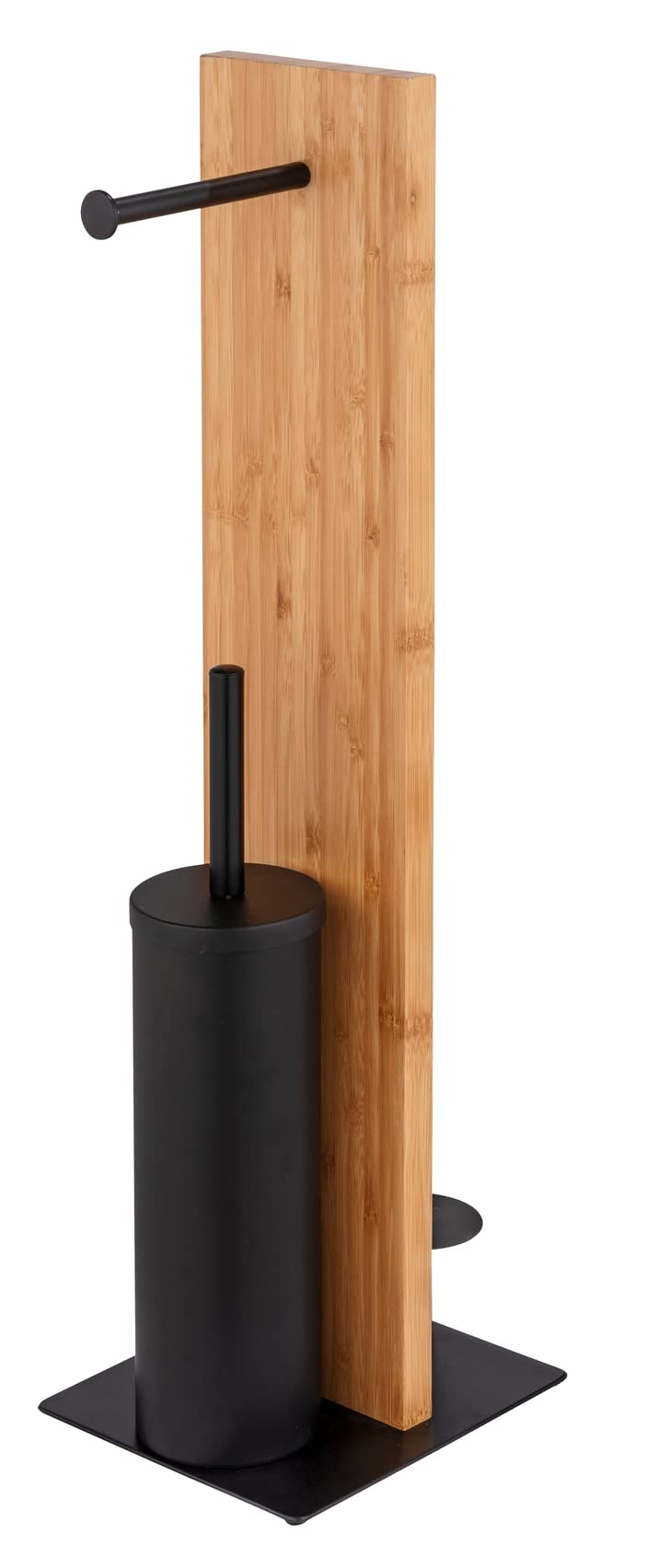 Wenko 25376100 Juego de Accesorios de Papel Higiénico Y de Repuesto Stand Lesina, Natural/Negro