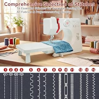Beginners Sewing Machine for Beginners, Dual Speed Portable Electric Mini Sewing Machine with 14 Stitches, Complete Repair Kit for Clothing Fabrics, Handheld Sew Machine for DIY Travel & Home Use